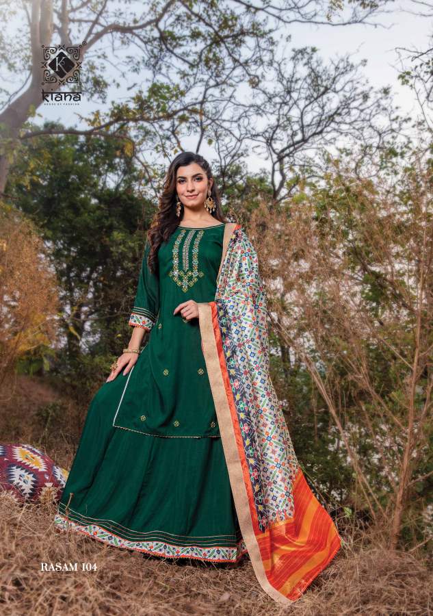 Kiana Rasam Fancy Wear Muslin Silk Kurti With Bottom And Dupatta Readymade  Collection